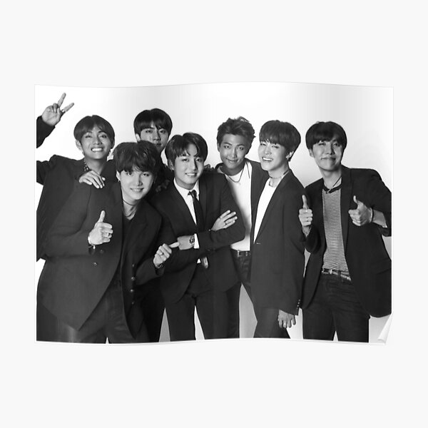 "BTS in Black and White" Poster for Sale by Freshfroot Redbubble