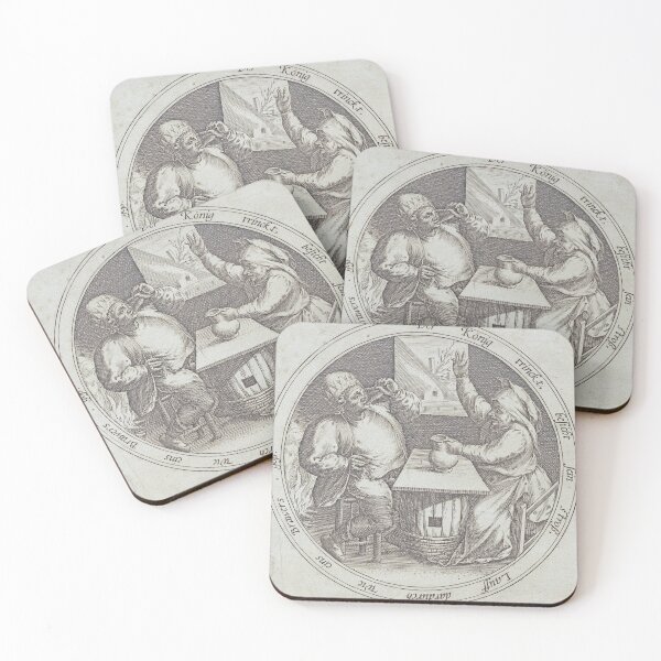 Item preview, Dutch Drinking Proverb illustration plate Medieval design designed and sold by Vintage Designs +.