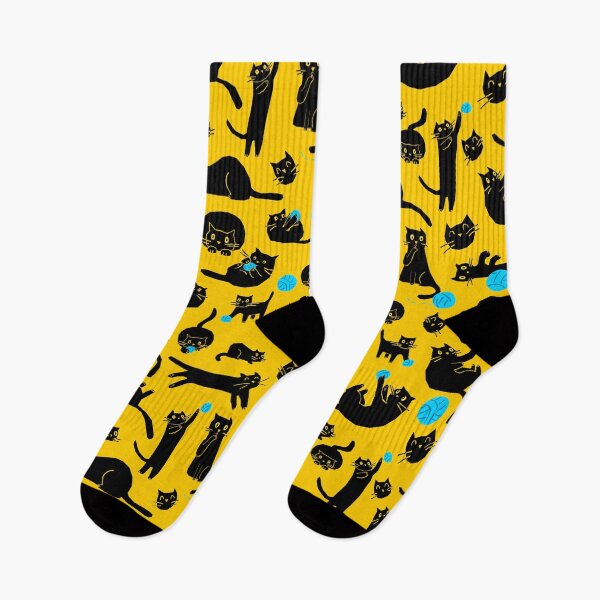 Item preview, Black cats playing with a ball (yellow background variant) designed and sold by EliSoft.