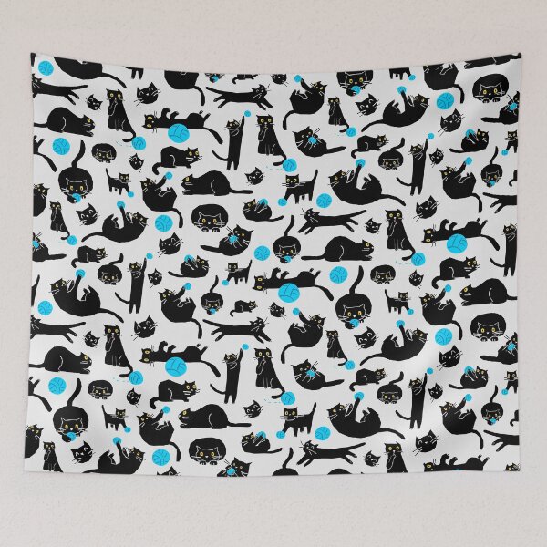 Item preview, Black cats playing with a ball (white background variant). designed and sold by EliSoft.