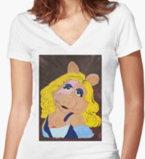 Miss Piggy Stardust Women's Fitted V-Neck T-Shirt