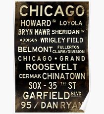 Distressed Chicago L Subway Sign Art Poster