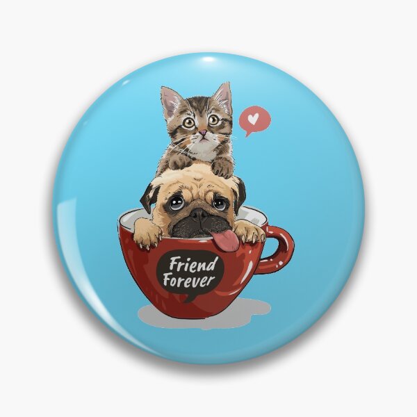 Item preview, FUNNY PUG AND CAT FRIEND FOREVER  designed and sold by Picspot.
