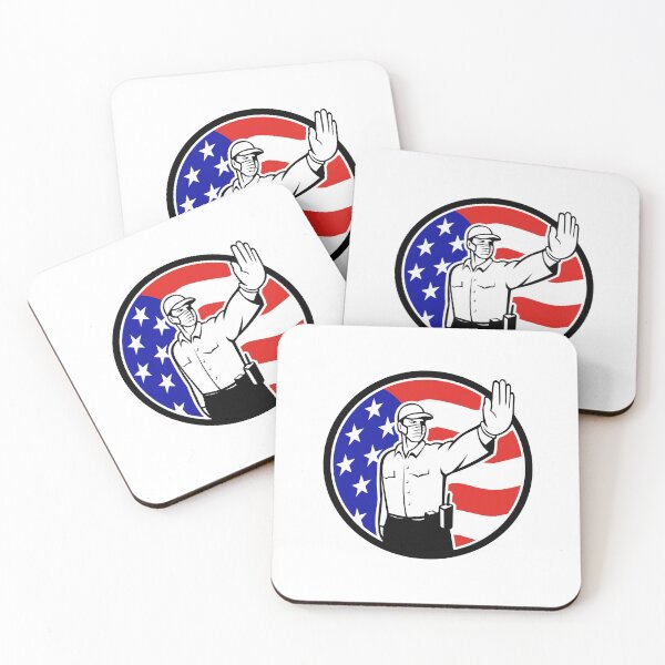 Item preview, American Border Patrol Officer Wearing Face Mask Stop Icon designed and sold by patrimonio.
