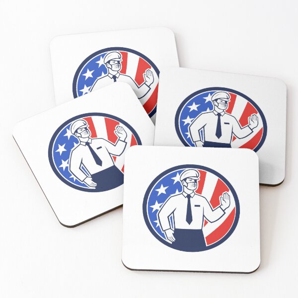 Item preview, American Immigration Officer Mask Stop Hand Sign Icon designed and sold by patrimonio.