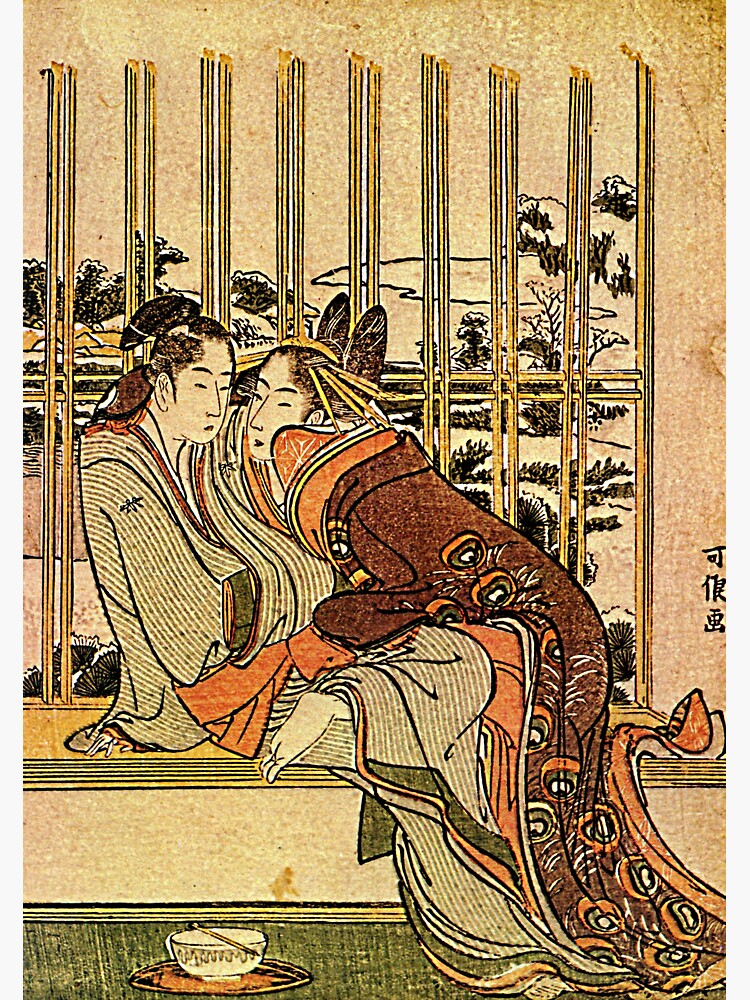 Thumbnail 3 of 3, Sticker, 'Couples' by Katsushika Hokusai (Reproduction) designed and sold by RozAbellera.