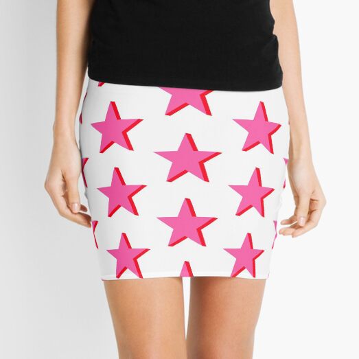 Pink and Red Star Block Mini Skirt
