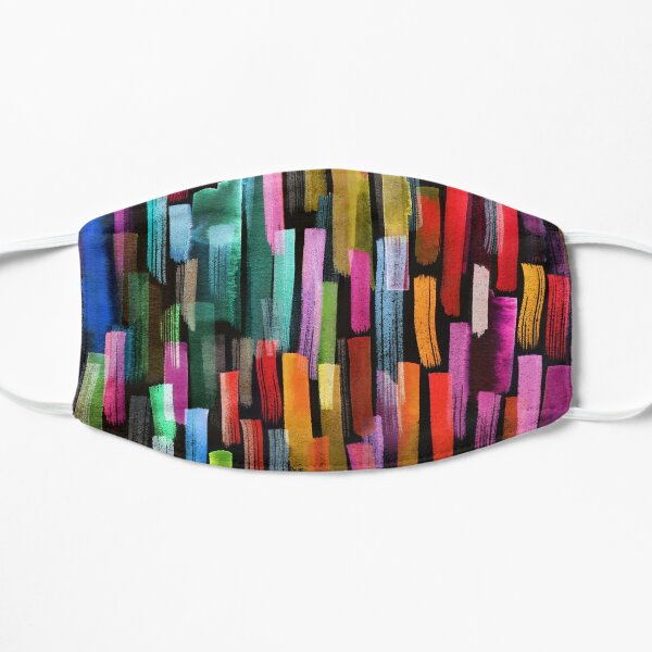 Multicolored watercolor stripes pattern Flat Mask