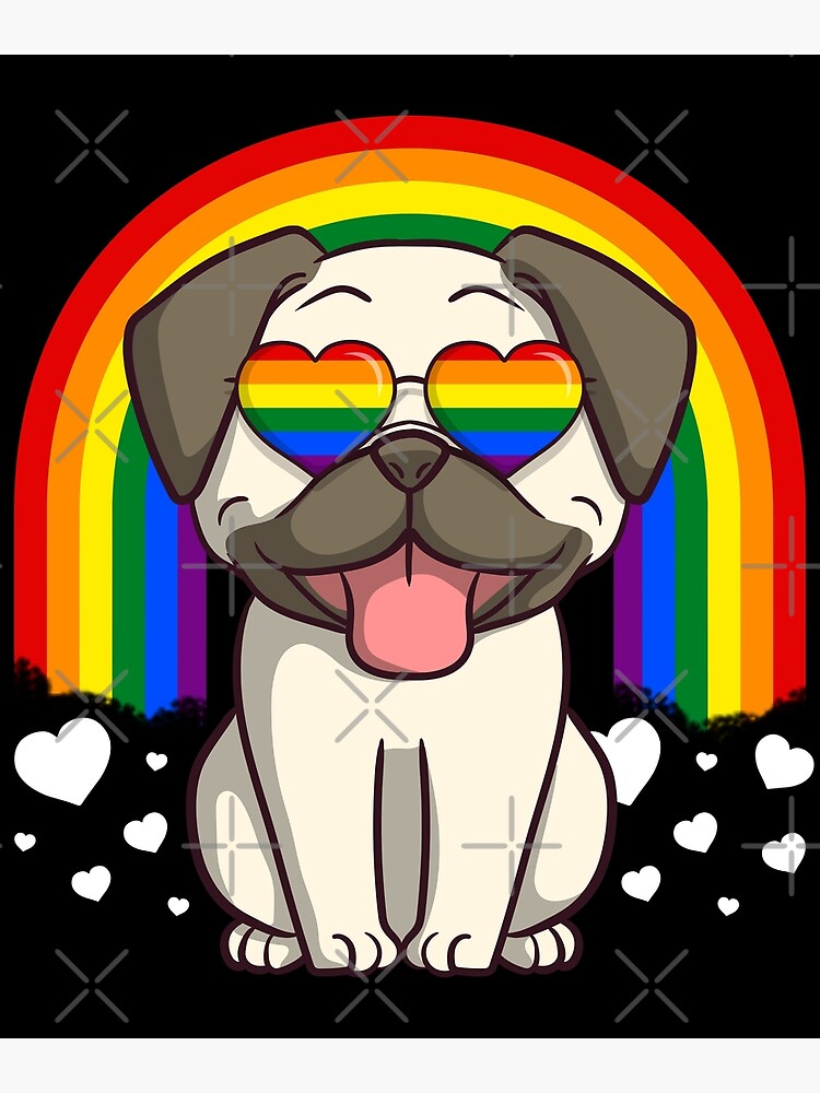 Lgbt Pug Sunglases' Poster, picture, metal print, paint by Hexor
