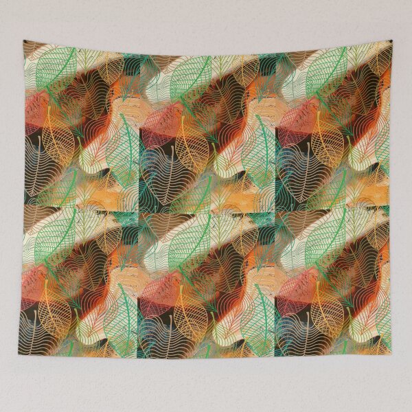 Item preview, Colorful leaves silhouette on a fashion texture designed and sold by corner-shop.