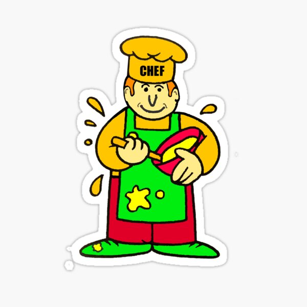 "Chef in the kitchen cooks up a meal. " Sticker for Sale by