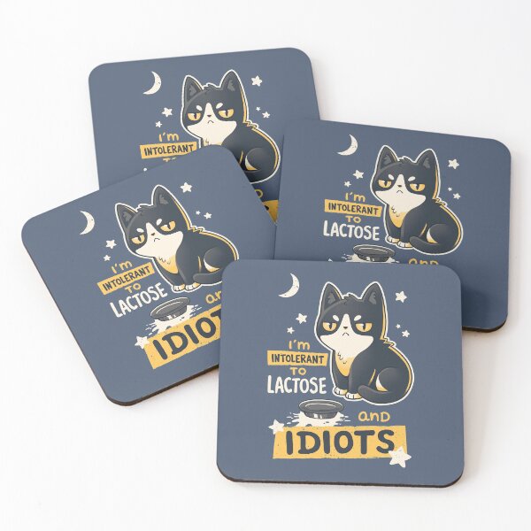 Item preview, Intolerant to Lactose and Idiots // Sassy Kitten, Kawaii Angry Black Cat designed and sold by Geekydog.