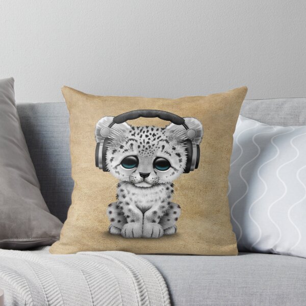 Item preview, Cute Snow leopard Cub Dj Wearing Headphones  designed and sold by JeffBartels.
