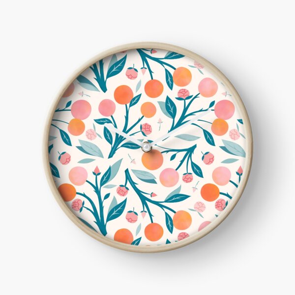 Peaches and Peony Buds Clock