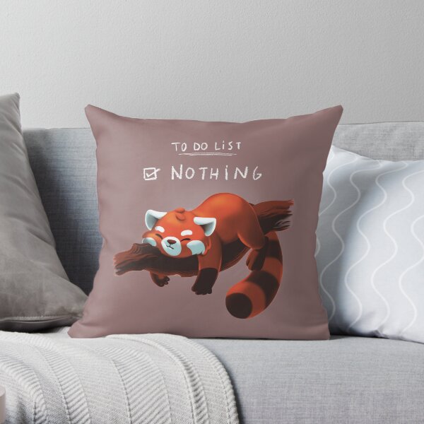 Red Panda Day - to Do List Nothing - Cute Fluffy Animal - Procrastinate Throw Pillow