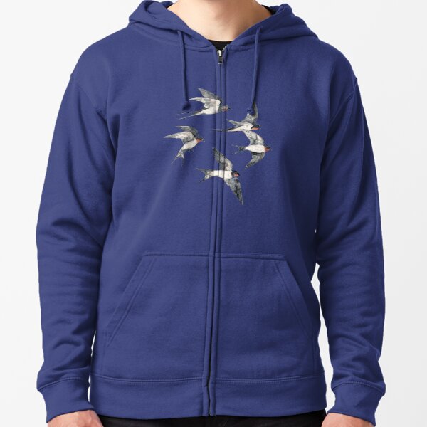 Blue Sky Swallow Flight Zipped Hoodie