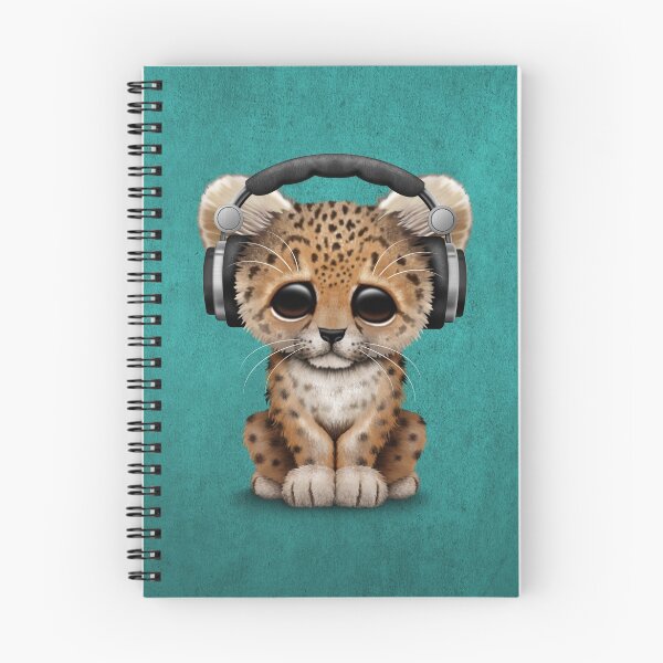 Item preview, Cute Leopard Cub Dj Wearing Headphones on Blue designed and sold by JeffBartels.