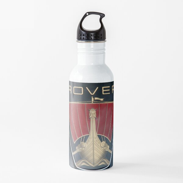 Classic Rover P6 Viking ship badge (black background) Water Bottle