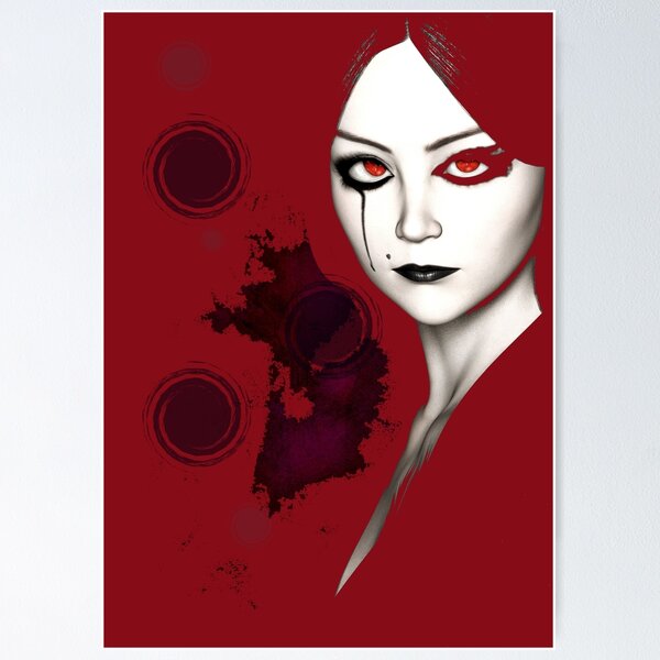 Stylized Gothic Lady in Red Poster