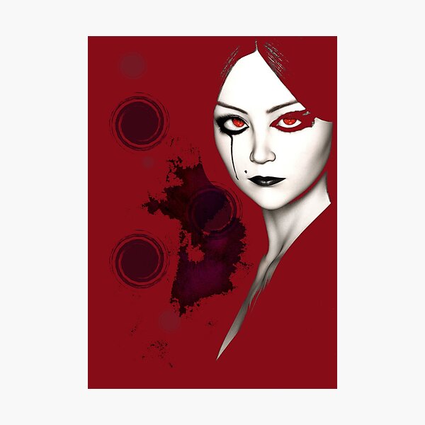 Stylized Gothic Lady in Red Photographic Print