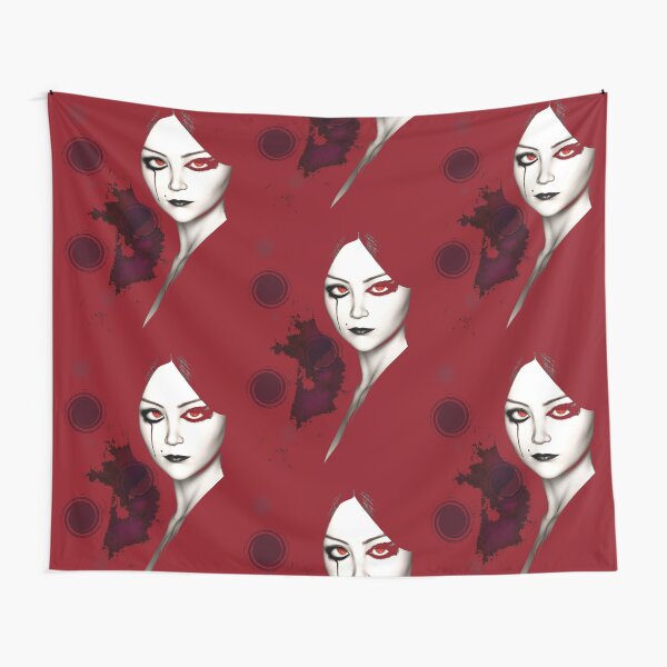 Stylized Gothic Lady in Red Tapestry