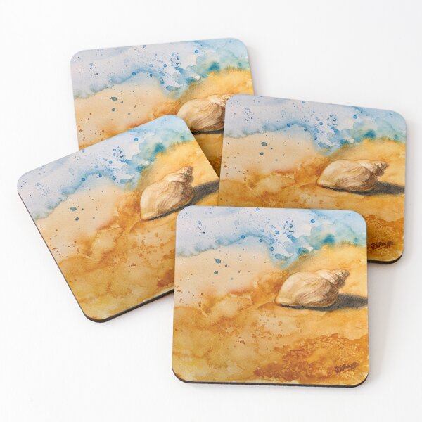 Item preview, Echoes of the shore:  A watercolour painting of a shell on the seashore designed and sold by Double Dutch Designs.