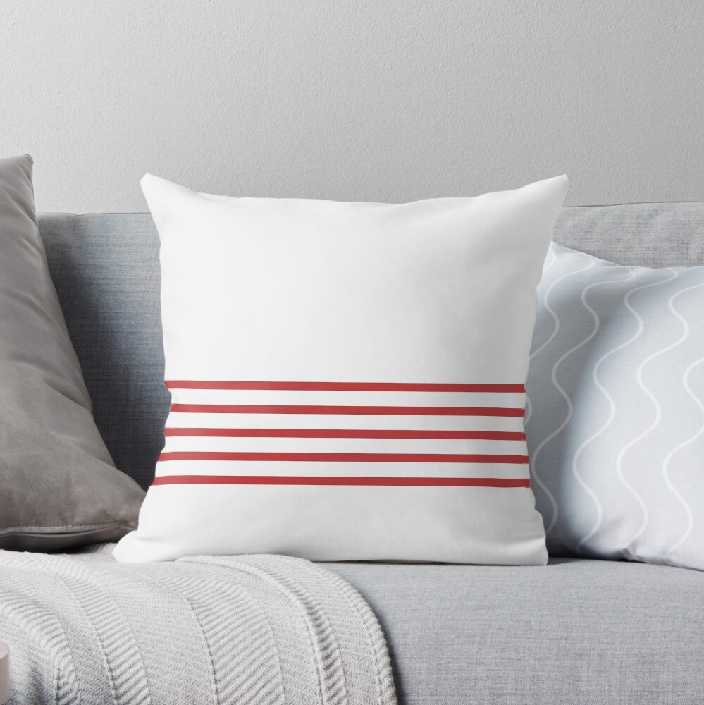 Trendy White and Red Stripes Design Throw Pillow