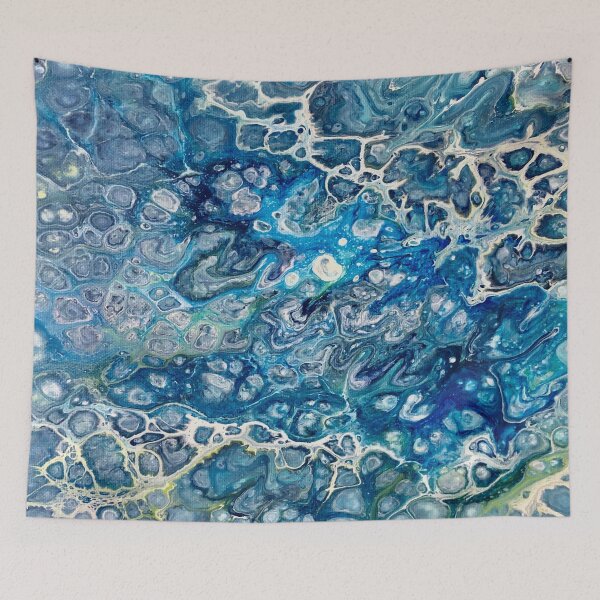 Aperçu de l'œuvre Peacock - Acrylic Pour Design Blue Fluid Art Fluid créée et vendue par perryartdesign.