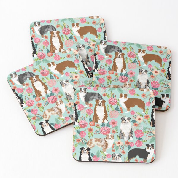 Item preview, Australian Shepherd Florals - mint designed and sold by PetFriendly.