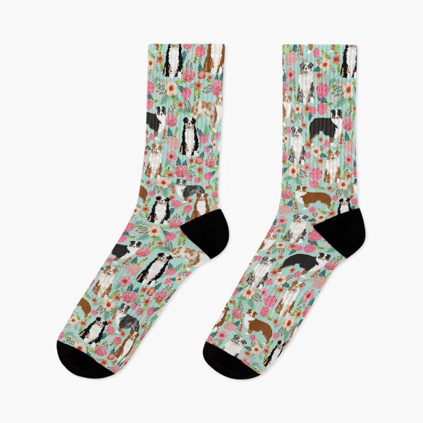 Item preview, Australian Shepherd Florals - mint designed and sold by PetFriendly.