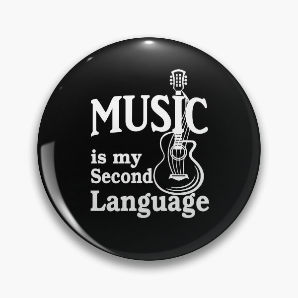 Item preview, Music is my second language guitar white text designed and sold by headpossum.