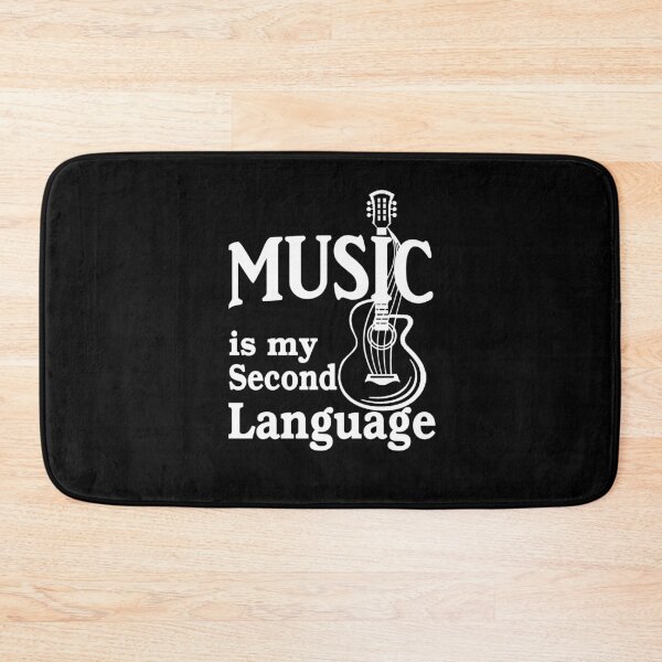 Item preview, Music is my second language guitar white text designed and sold by headpossum.