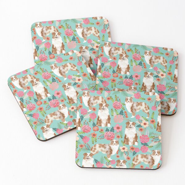 Item preview, Australian Shepherd Florals red merle dog mint designed and sold by PetFriendly.