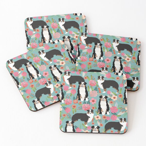 Item preview, Australian Shepherd Florals tricolored dog - blue designed and sold by PetFriendly.