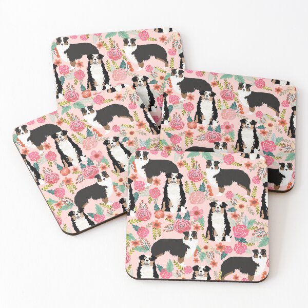Item preview, Australian Shepherd Florals tricolored pink designed and sold by PetFriendly.