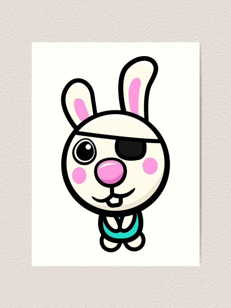 Bunny Cute Piggy Character Skin Art Print By Theresthisthing Redbubble - cutest bunny ears roblox