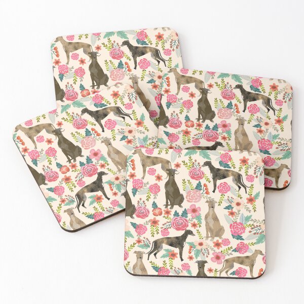 Item preview, Greyhound Florals - brindle greyhound, vintage florals pattern designed and sold by PetFriendly.