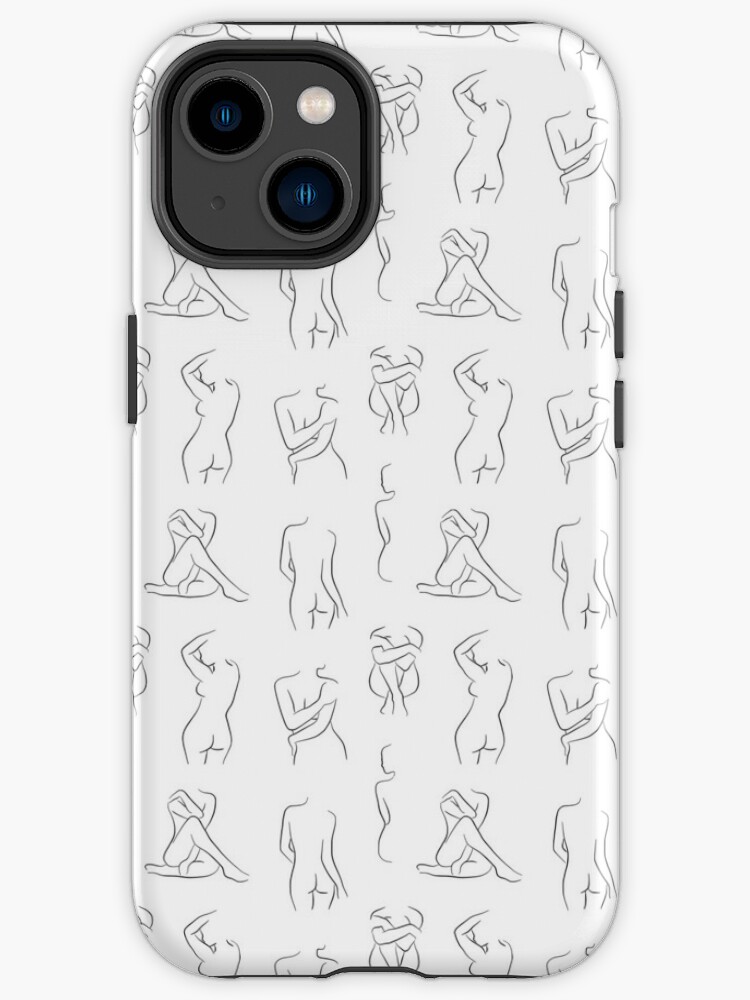 Boobs Pattern - black and white line drawing, life drawing, feminine art  iPhone Case by CharlotteWinter