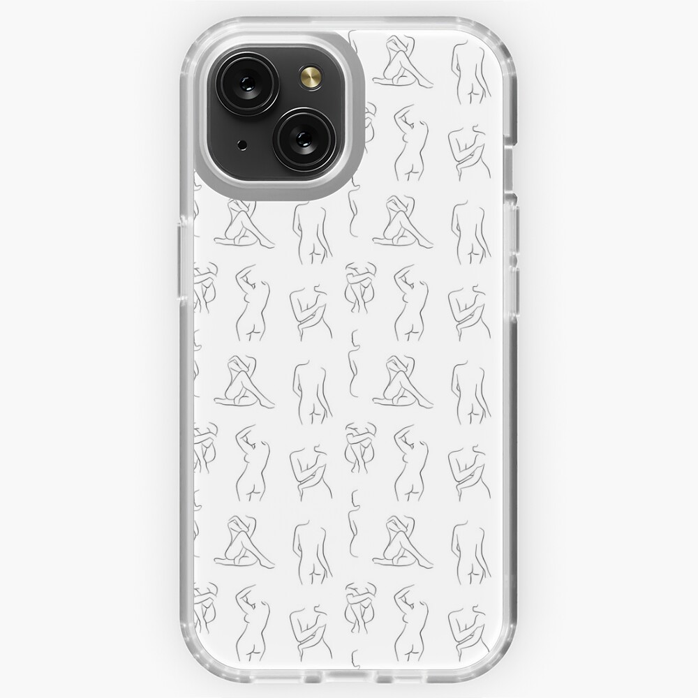 Boobs Pattern - black and white line drawing, life drawing, feminine art  iPhone Case by CharlotteWinter