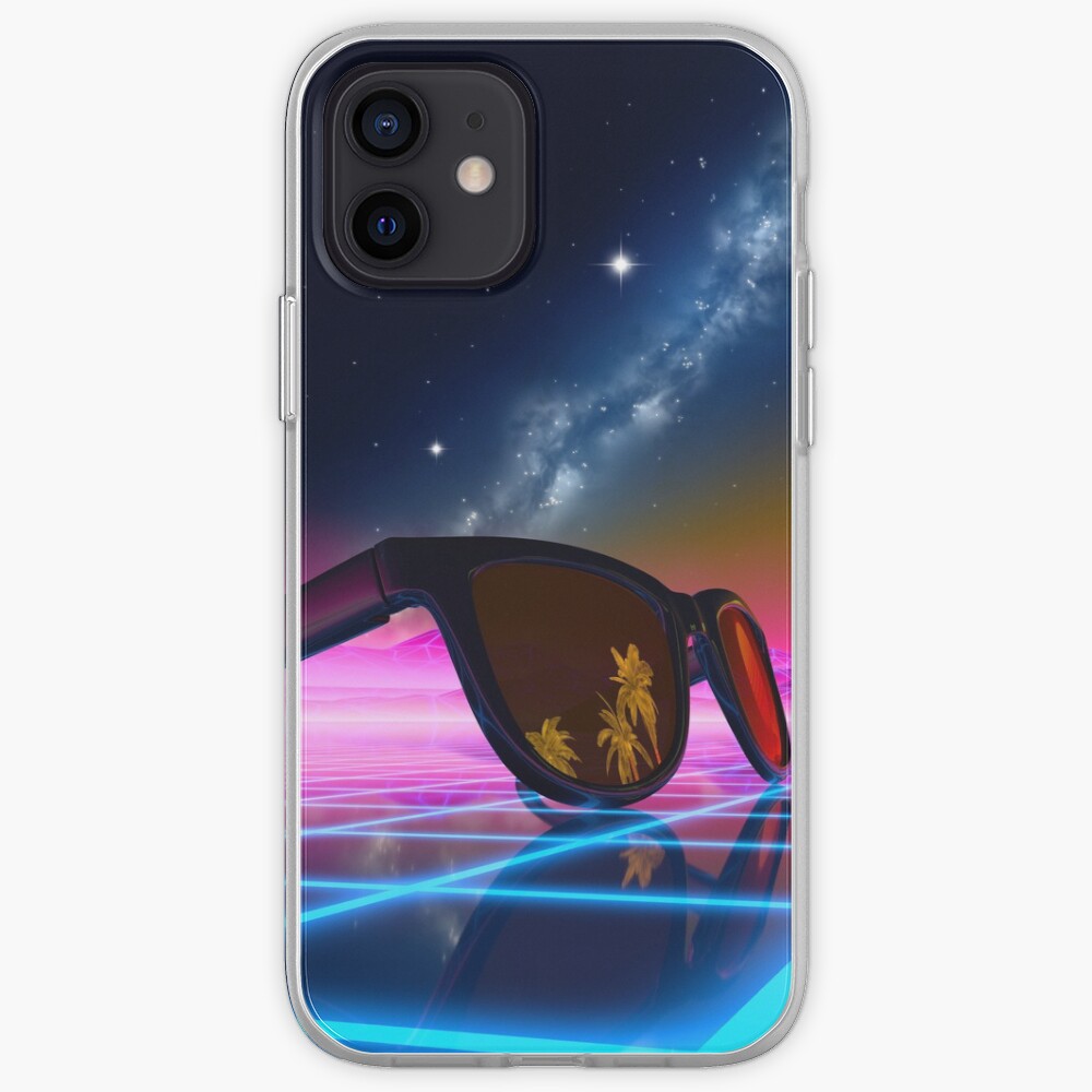Sunglasses in a synthwave landscape iPhone Case