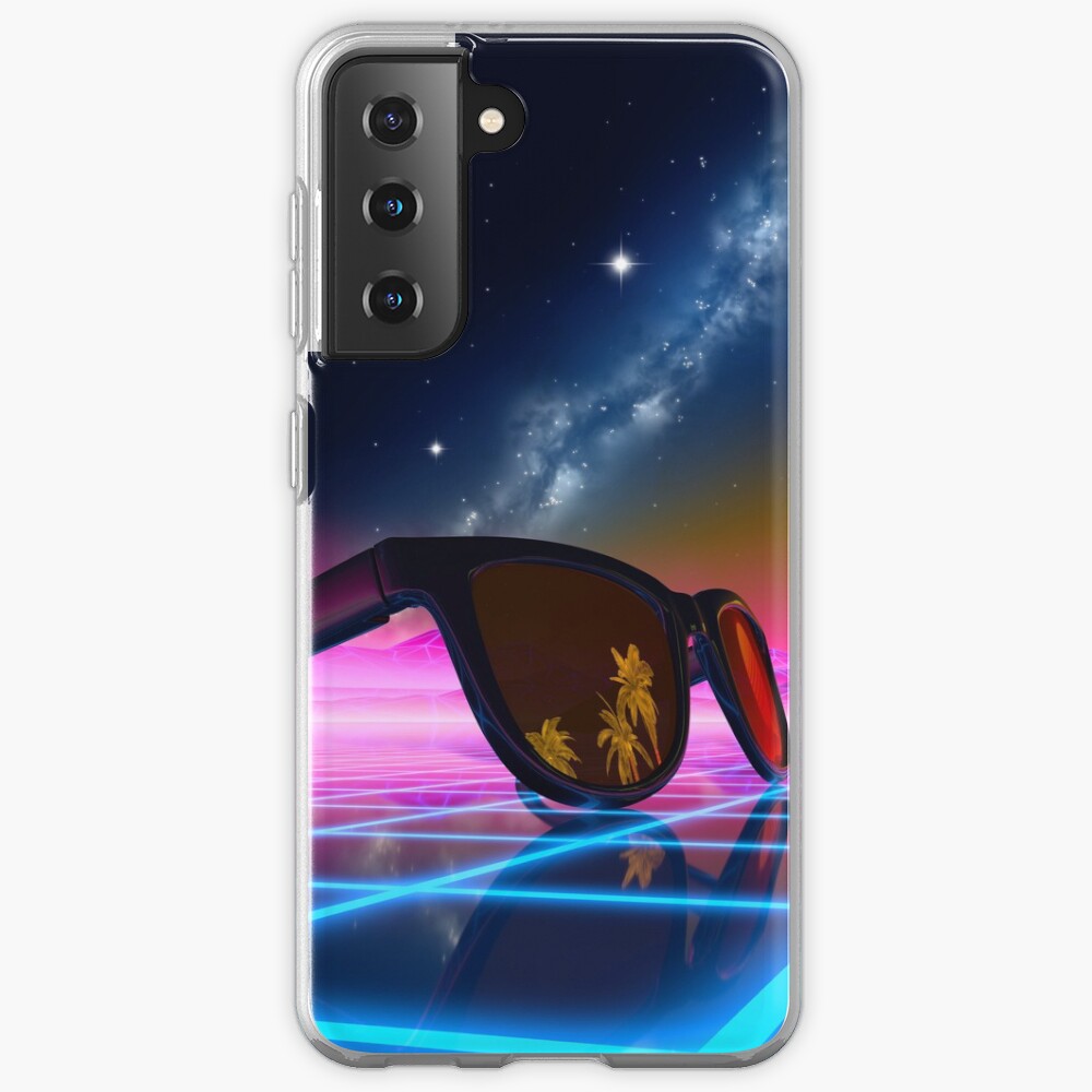 Sunglasses in a synthwave landscape Samsung Galaxy Phone Case