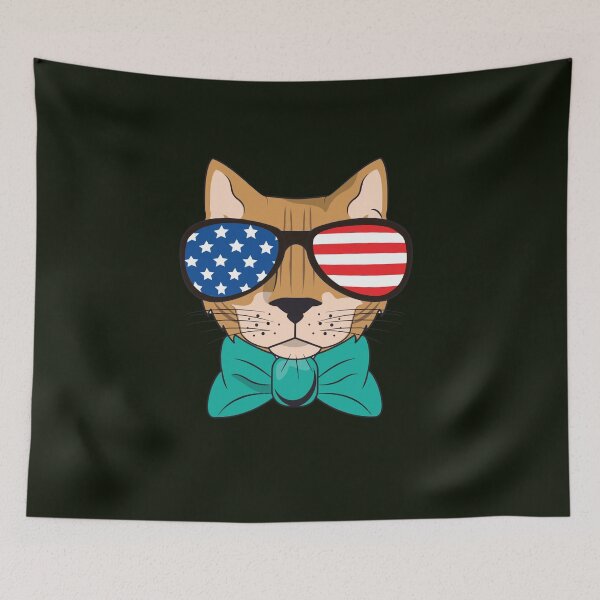 Item preview, Cat lover Gift - Funny Patriot cat USA Flag  - Summer Glass Graphic cat Gif -  Cats Funnels  designed and sold by family1ststore.