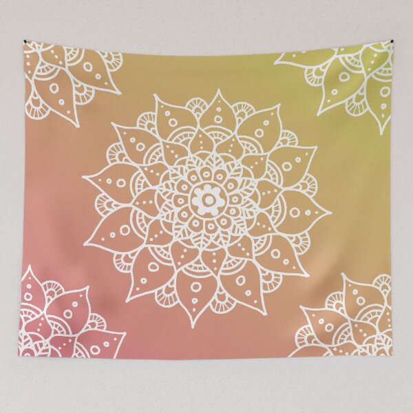 Item preview, White Mandala Pattern - Summer Ombre Colours designed and sold by MysticMagpie.