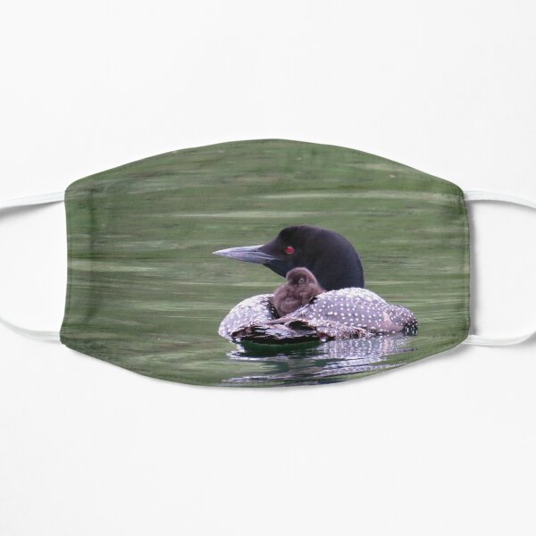 Loon with Chick on its Back Flat Mask