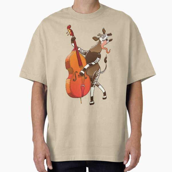 Cool Okapi Playing a Double Bass Oversized T-Shirt