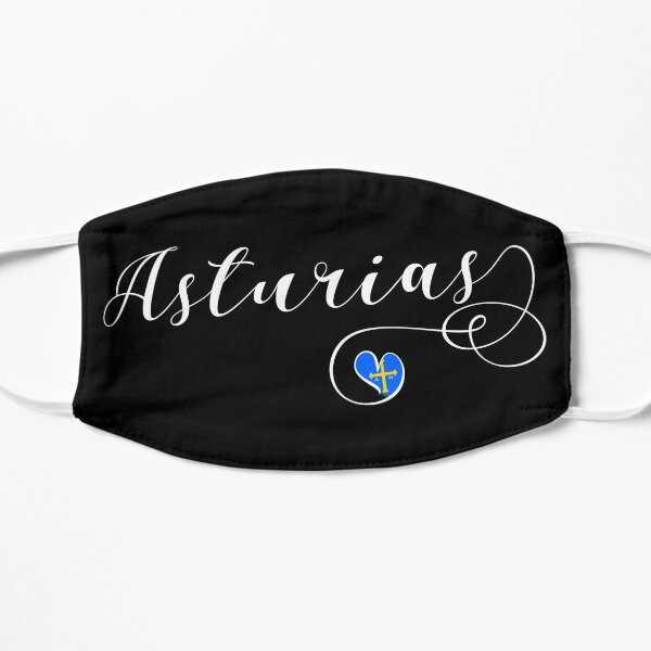 Bandera de Asturias Corazón, Asturies, España Mascarilla plana