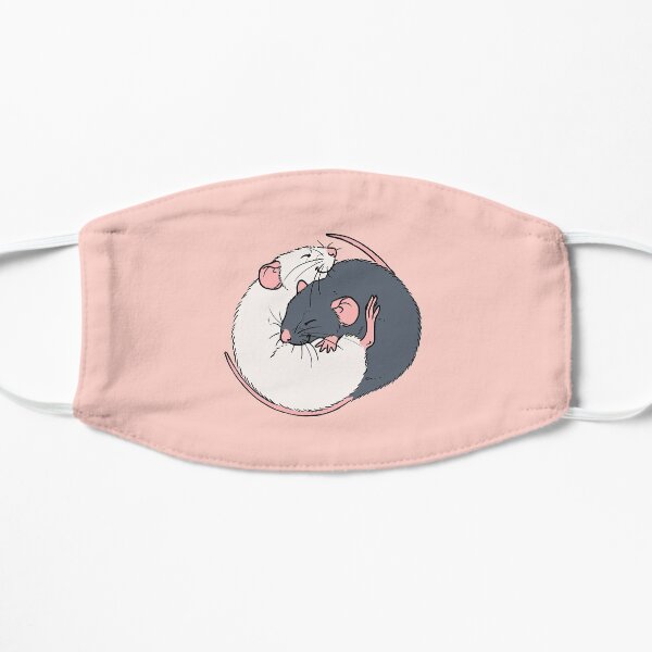 Cuddling Rats Russian Blue and White Flat Mask