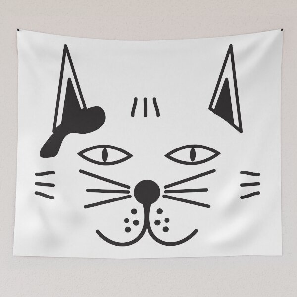 Item preview, Black White Cartoon Cat Head designed and sold by sigdesign.