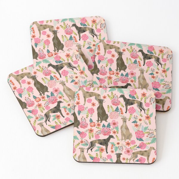 Item preview, Greyhound Florals - dogs greyhound, vintage florals pattern pink designed and sold by PetFriendly.