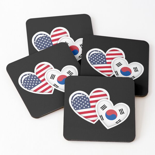 Item preview, SOUTH KOREAN AMERICAN HEARTS WITH FLAGS designed and sold by designdistiller.